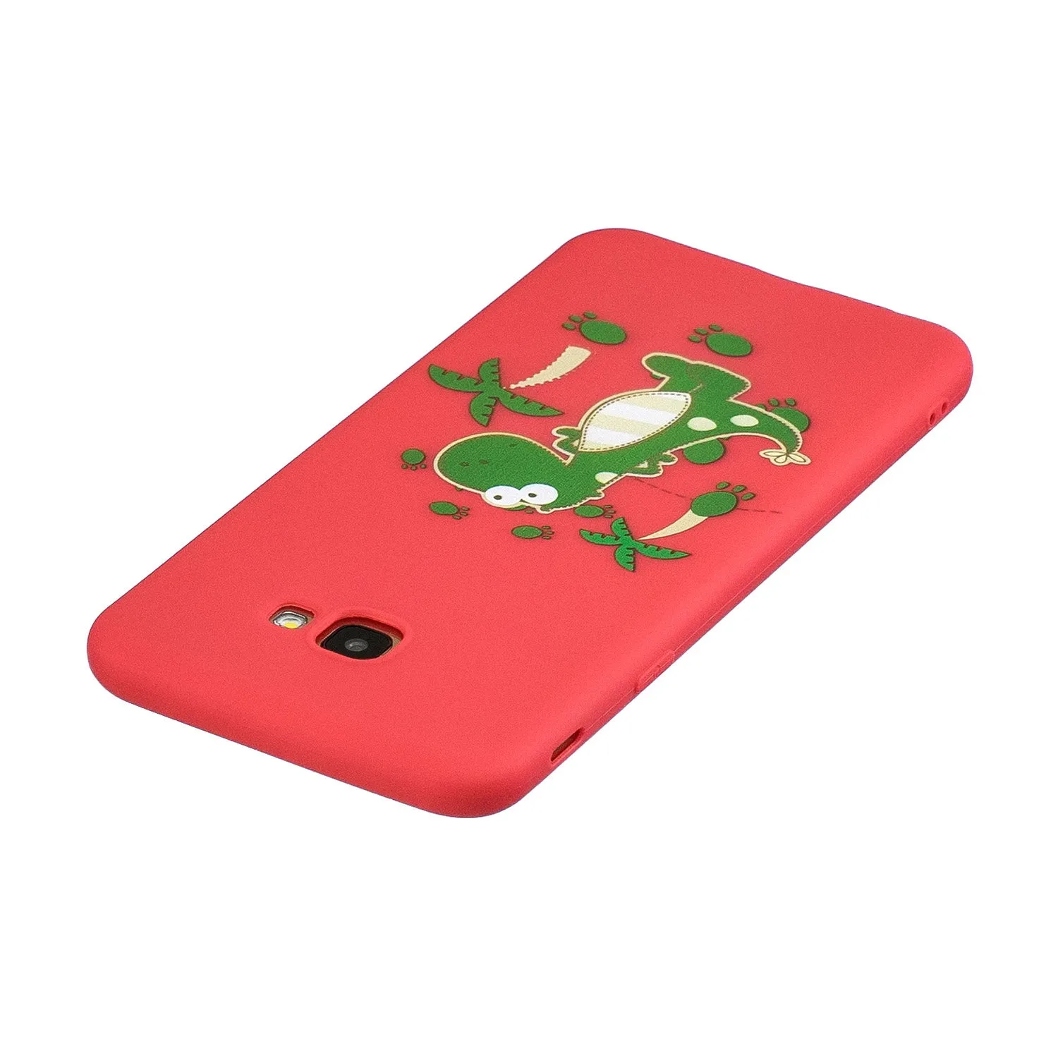 For Samsung J4 plus Cute Coloured Painted TPU Anti-scratch Non-slip Protective Cover Back Case with Lanyard red