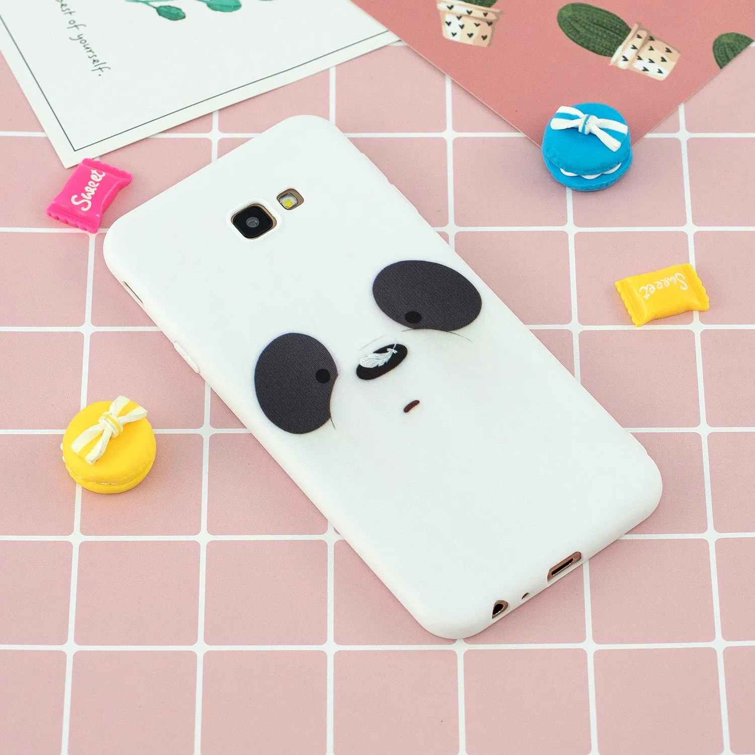 For Samsung J4 plus Cute Coloured Painted TPU Anti-scratch Non-slip Protective Cover Back Case with Lanyard white