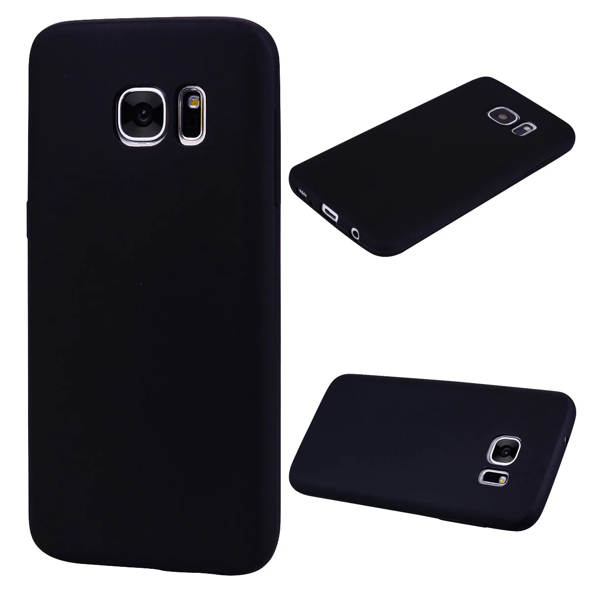 for Samsung S7 Cute Candy Color Matte TPU Anti-scratch Non-slip Protective Cover Back Case black