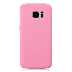 for Samsung S7 Cute Candy Color Matte TPU Anti-scratch Non-slip Protective Cover Back Case dark pink