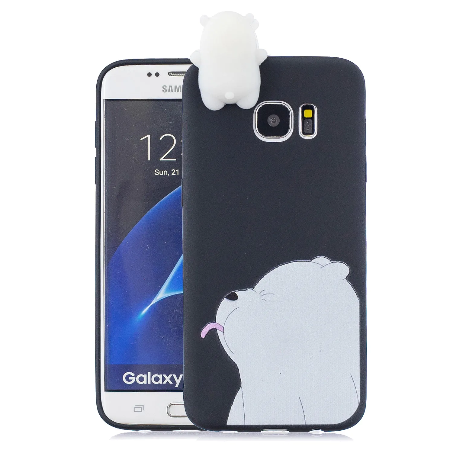 For Samsung S7 edge 3D Cartoon Lovely Coloured Painted Soft TPU Back Cover Non-slip Shockproof Full Protective Case Light blue