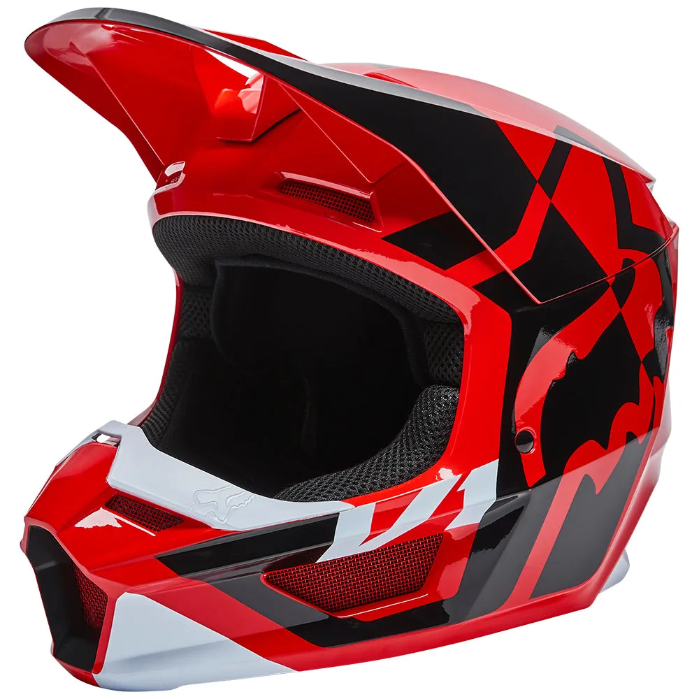 FOX YOUTH V1 LUX HELMET ECE [FLO RED]