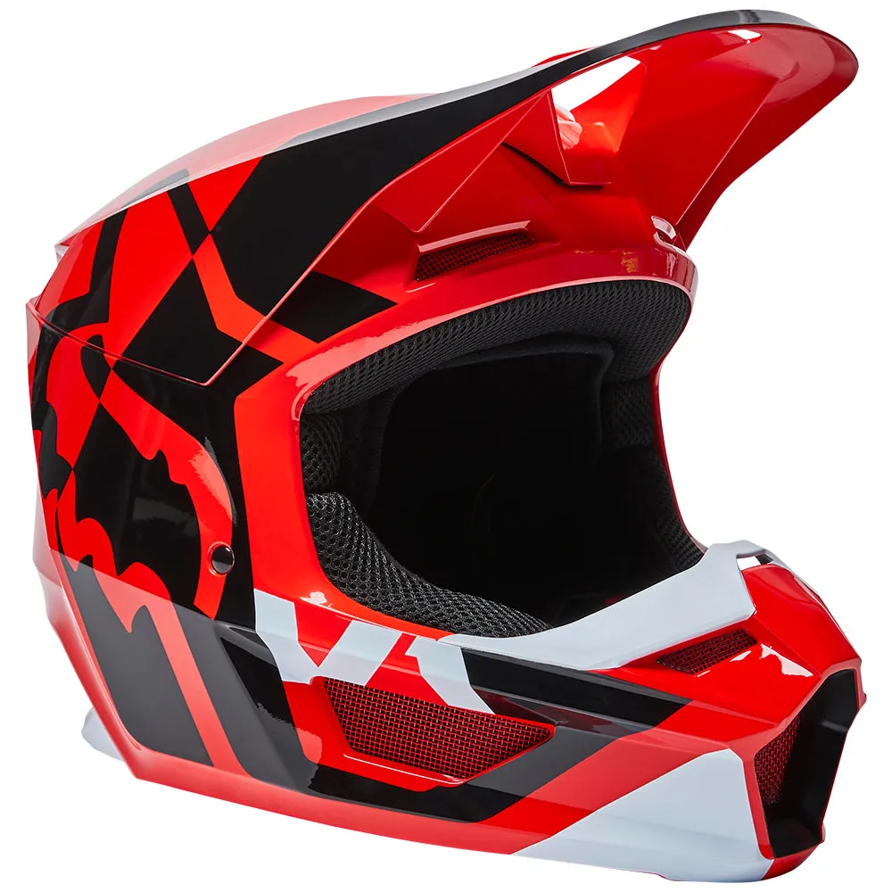 FOX YOUTH V1 LUX HELMET ECE [FLO RED]