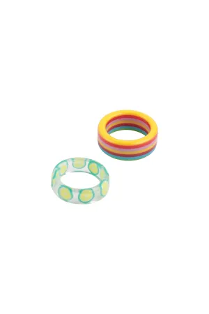 FRUIT RESIN COLOR 2 PCS RING SET