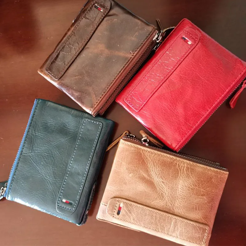 Genuine Leather Unisex RFID Wallet Purses Coin