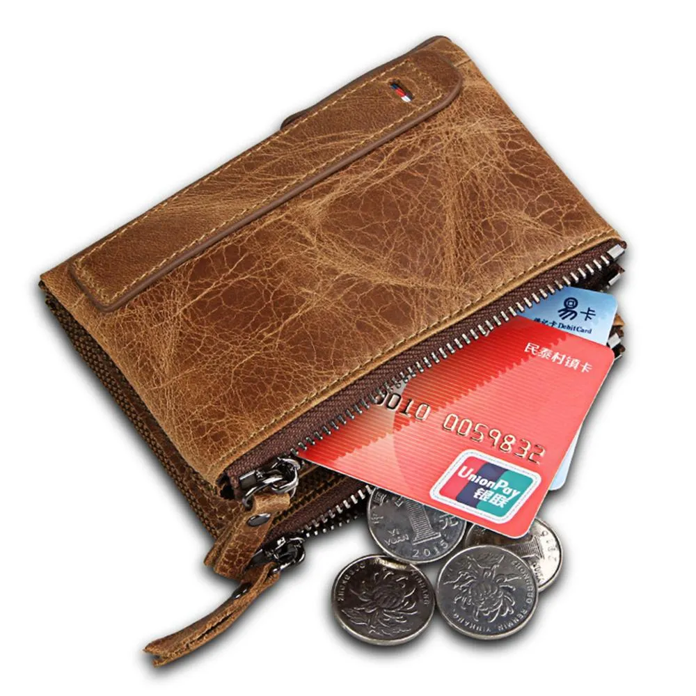 Genuine Leather Unisex RFID Wallet Purses Coin
