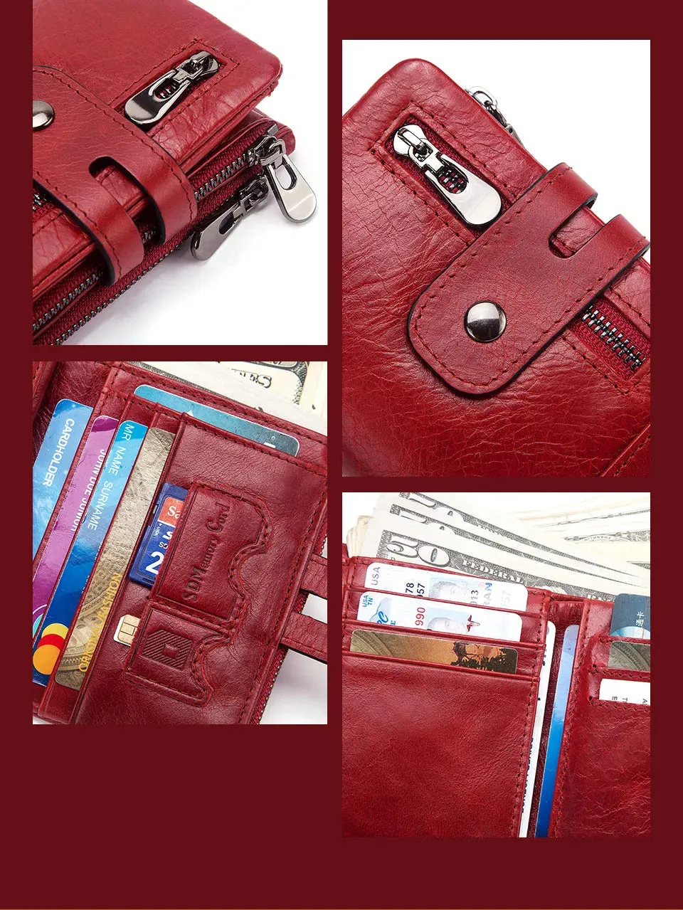 Genuine Leather Vintage RFID Blocking  Men Wallet With Chain