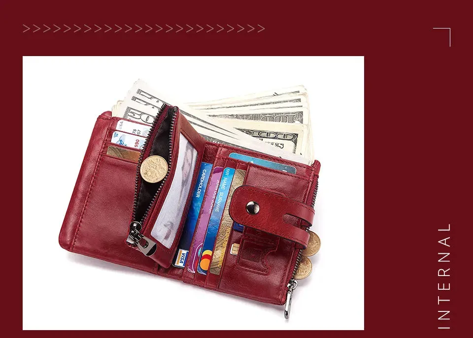 Genuine Leather Vintage RFID Blocking  Men Wallet With Chain