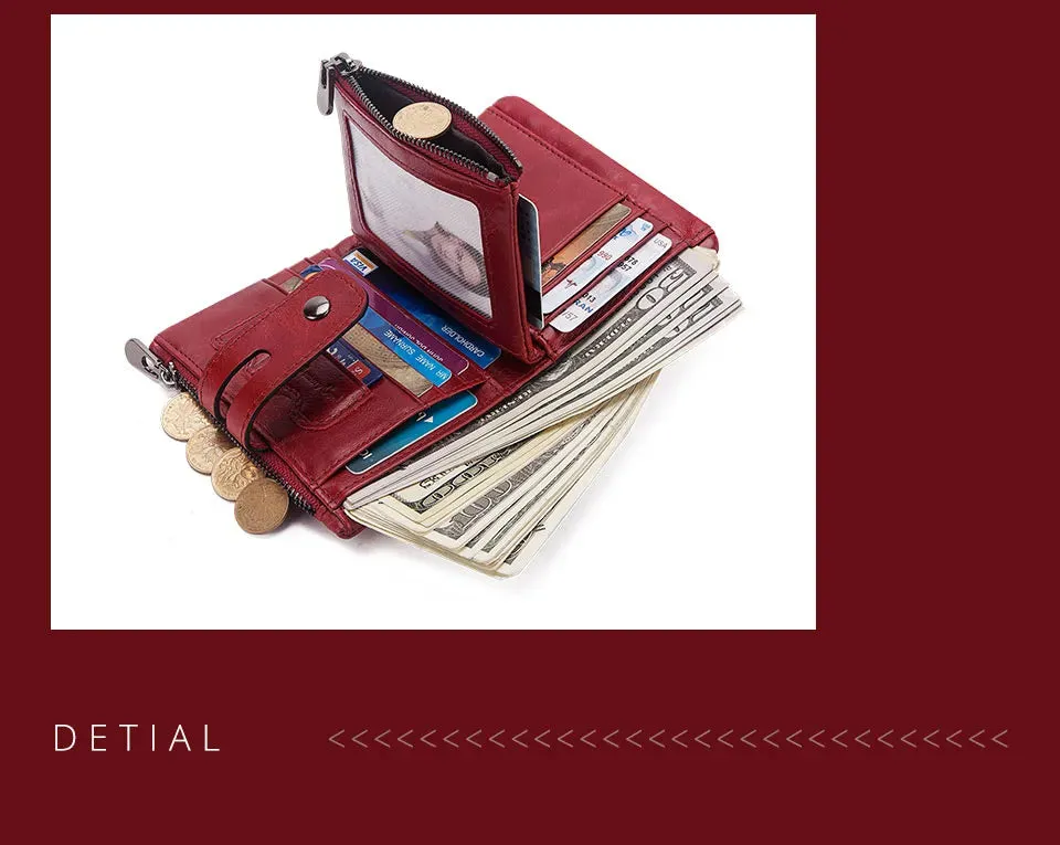 Genuine Leather Vintage RFID Blocking  Men Wallet With Chain