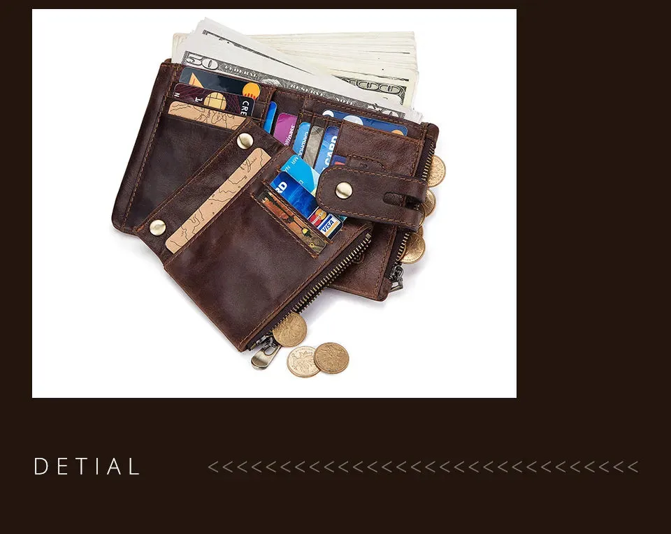Genuine Leather Vintage RFID Blocking  Men Wallet With Chain