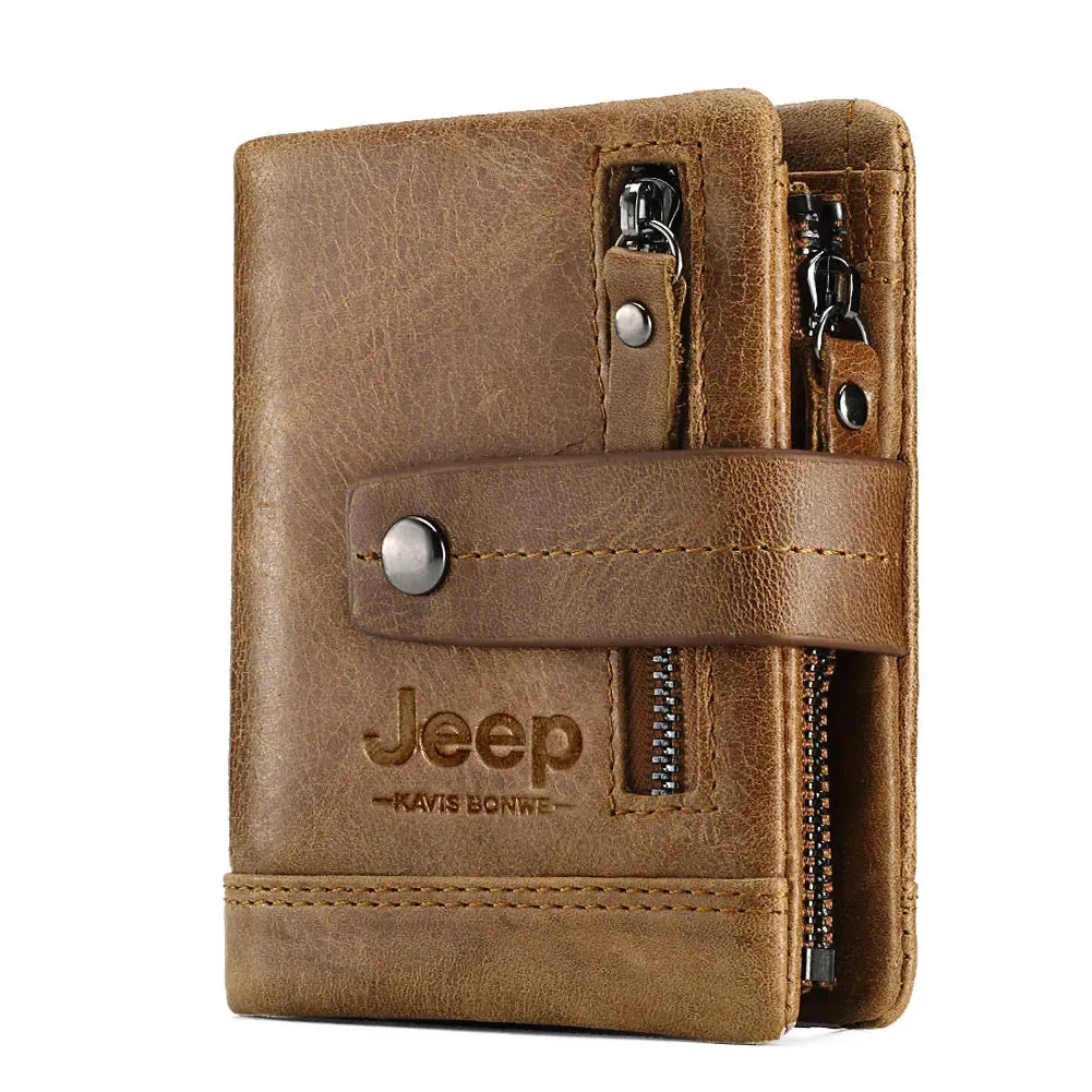 Genuine Leather Vintage RFID Blocking  Men Wallet With Chain