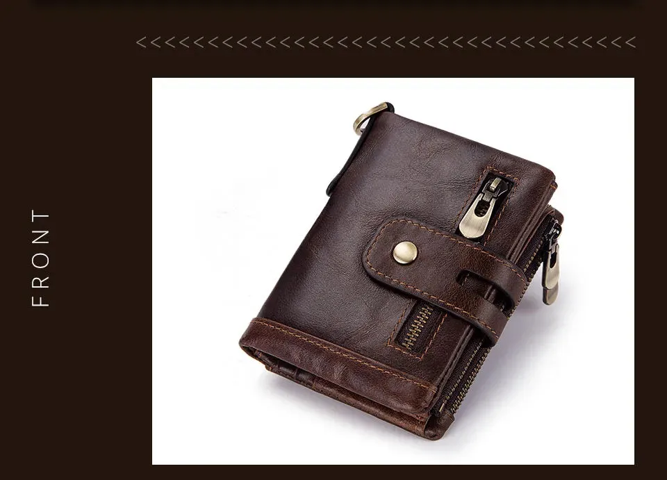 Genuine Leather Vintage RFID Blocking  Men Wallet With Chain