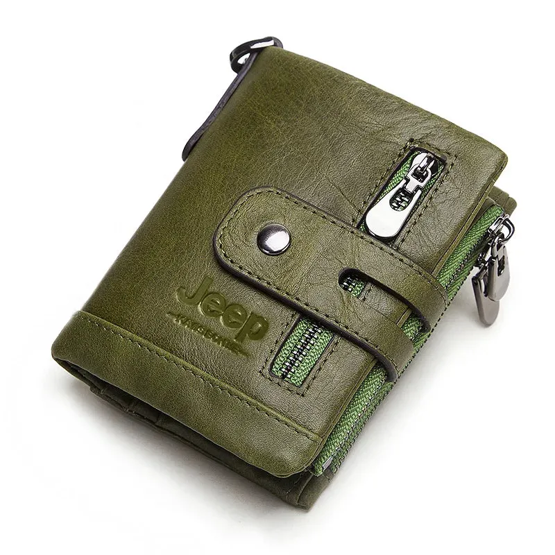 Genuine Leather Vintage RFID Blocking  Men Wallet With Chain