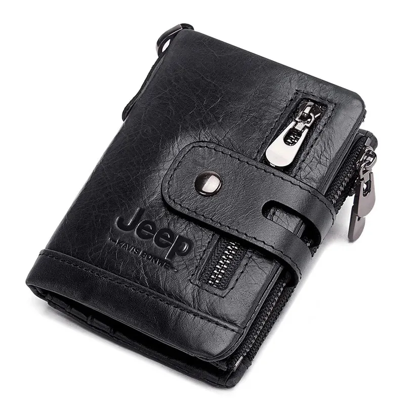 Genuine Leather Vintage RFID Blocking  Men Wallet With Chain