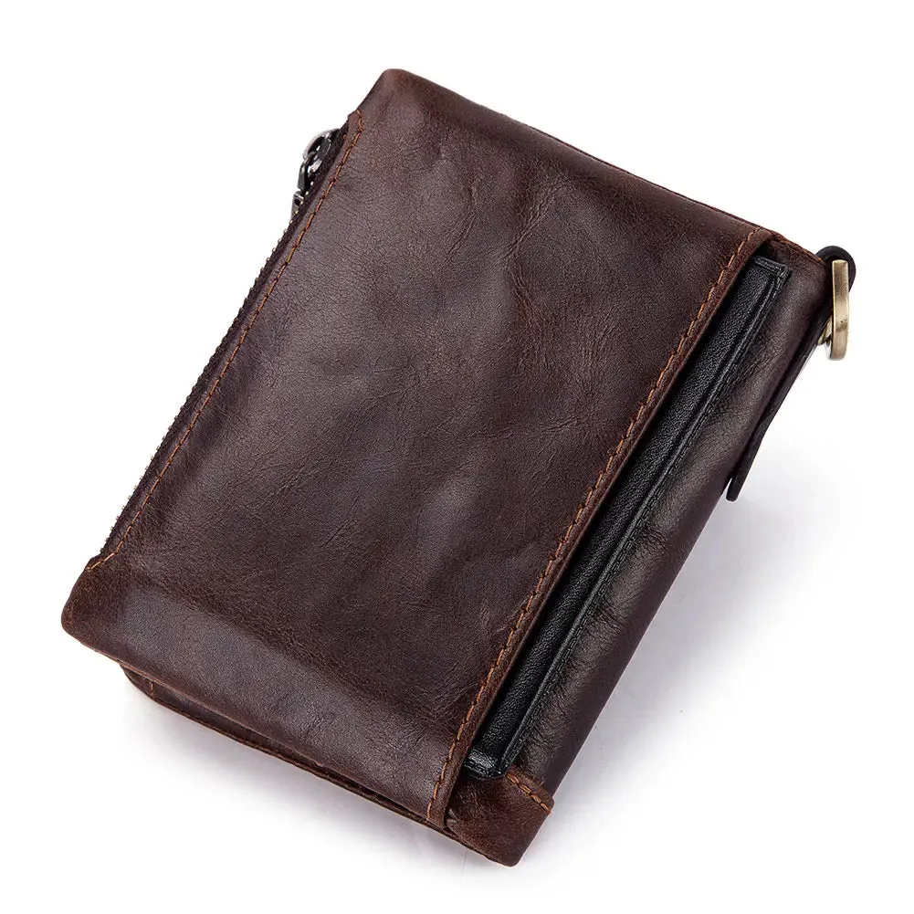 Genuine Leather Vintage RFID Blocking  Men Wallet With Chain