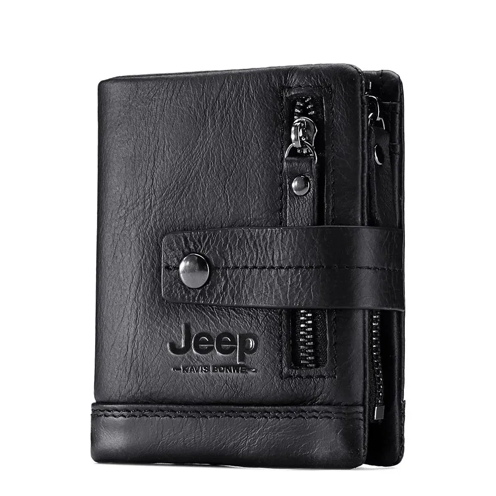 Genuine Leather Vintage RFID Blocking  Men Wallet With Chain