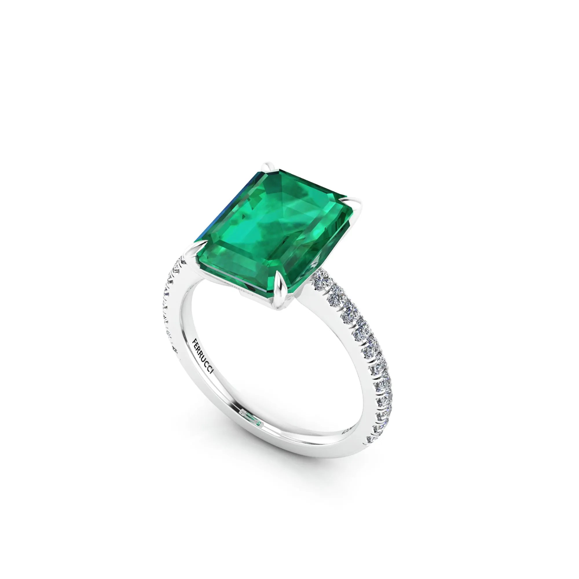 GIA Certified 3.27 Carat Emerald Cut Colombian Emerald Diamond Platinum Ring