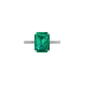GIA Certified 3.27 Carat Emerald Cut Colombian Emerald Diamond Platinum Ring
