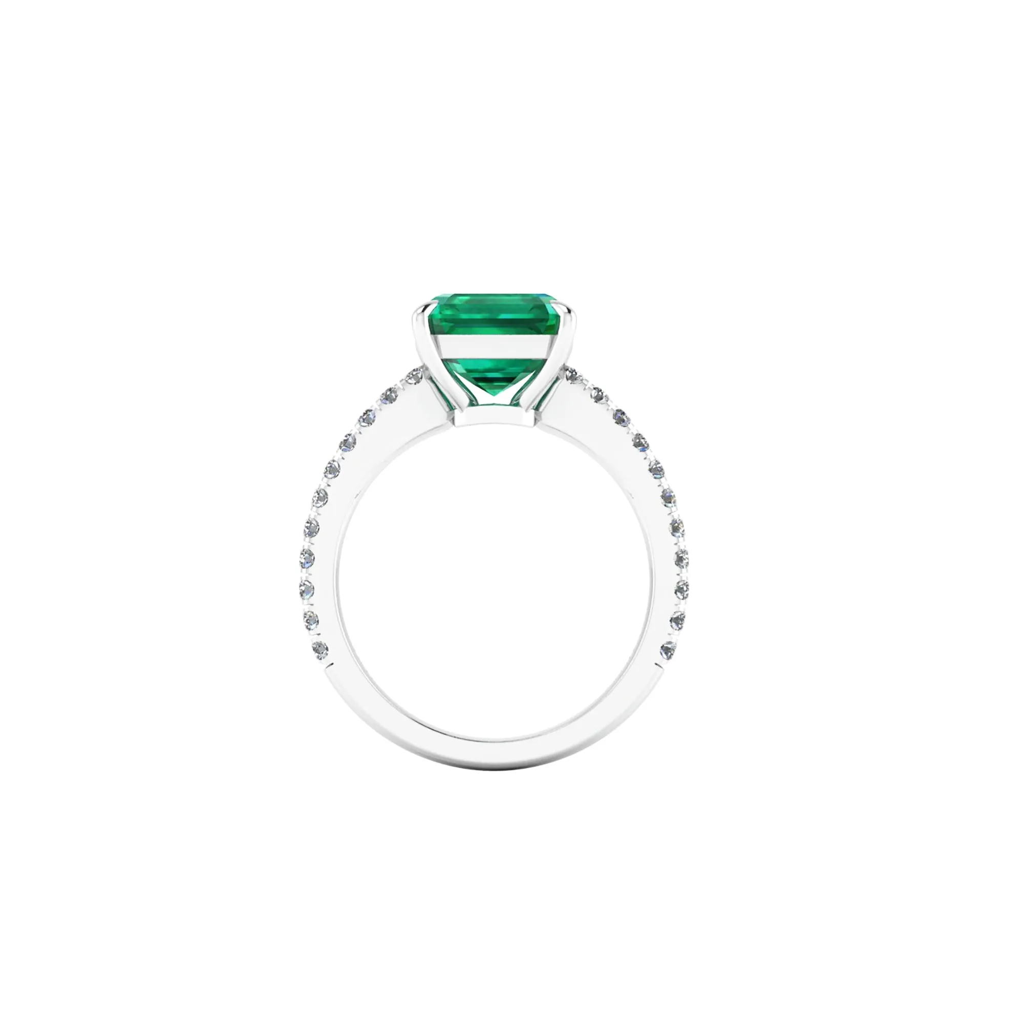 GIA Certified 3.27 Carat Emerald Cut Colombian Emerald Diamond Platinum Ring