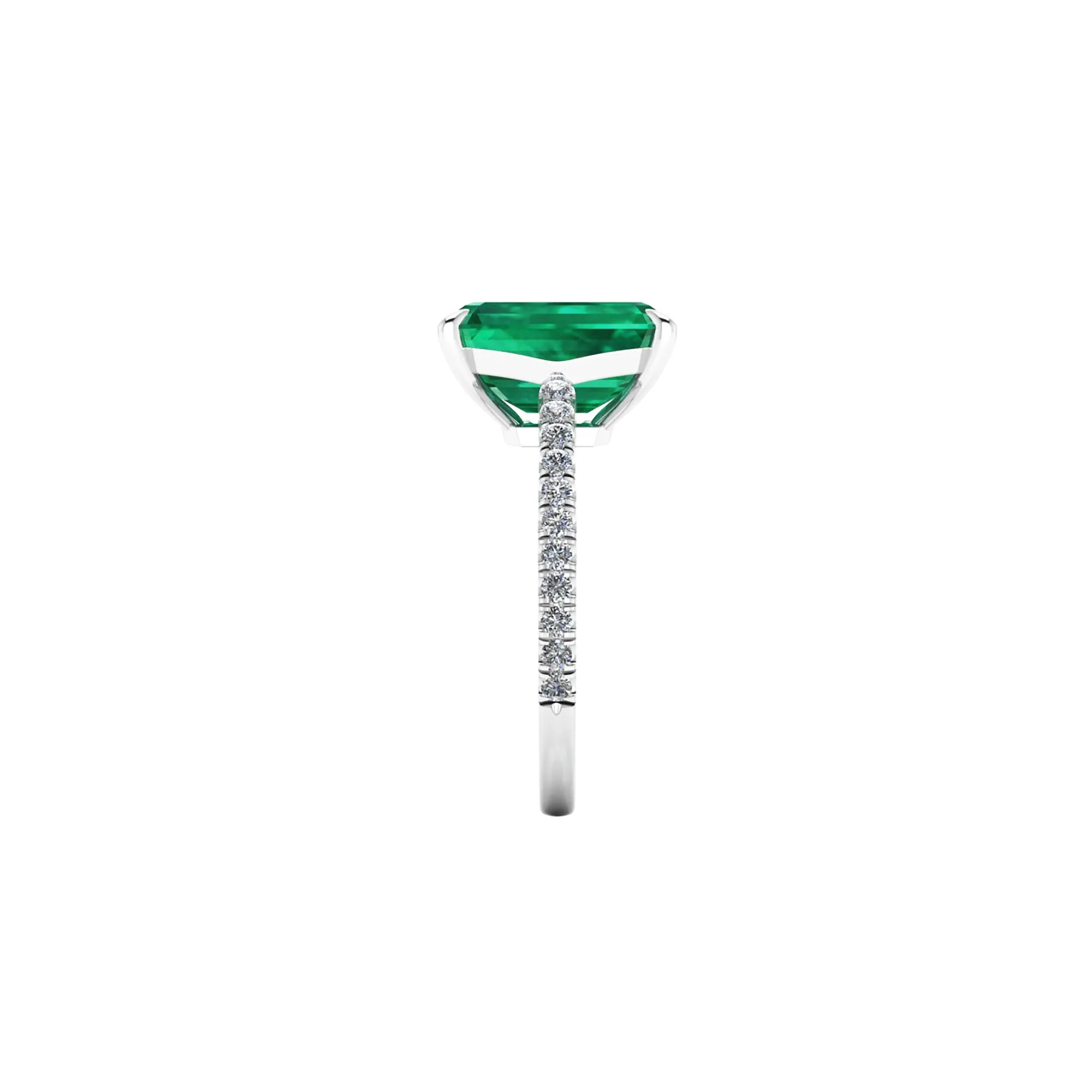 GIA Certified 3.27 Carat Emerald Cut Colombian Emerald Diamond Platinum Ring
