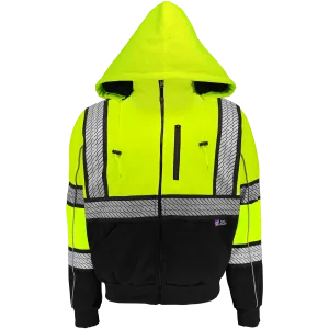 Global Glove & Safety GLO-HS3 FrogWear Hi Vis Heavy Duty Multi Layer Hooded Safety Sweatshirt, Insulated, Class 3