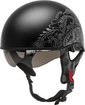 GMAX HH-65 Half Helmet Rose Naked Matte Black/Silver