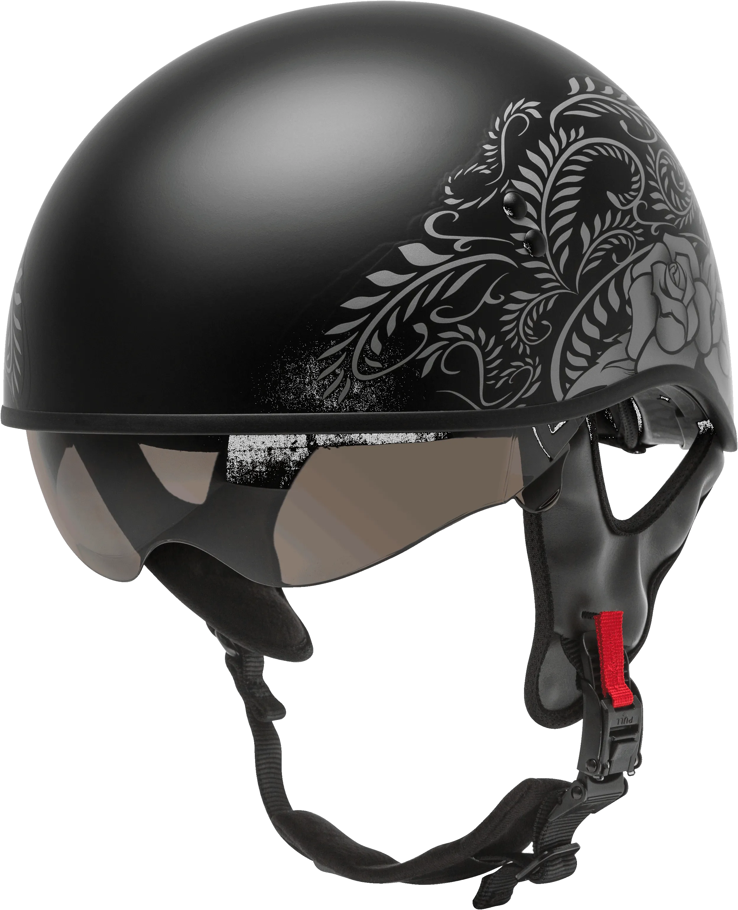 GMAX HH-65 Half Helmet Rose Naked Matte Black/Silver