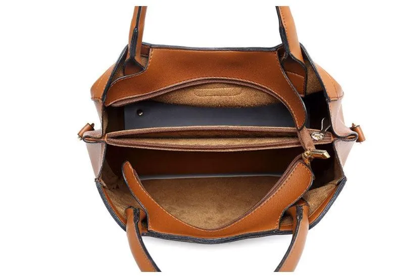 Golden metalic Design 3 in 1 woman Brown Handbags