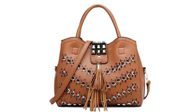 Golden metalic Design 3 in 1 woman Brown Handbags