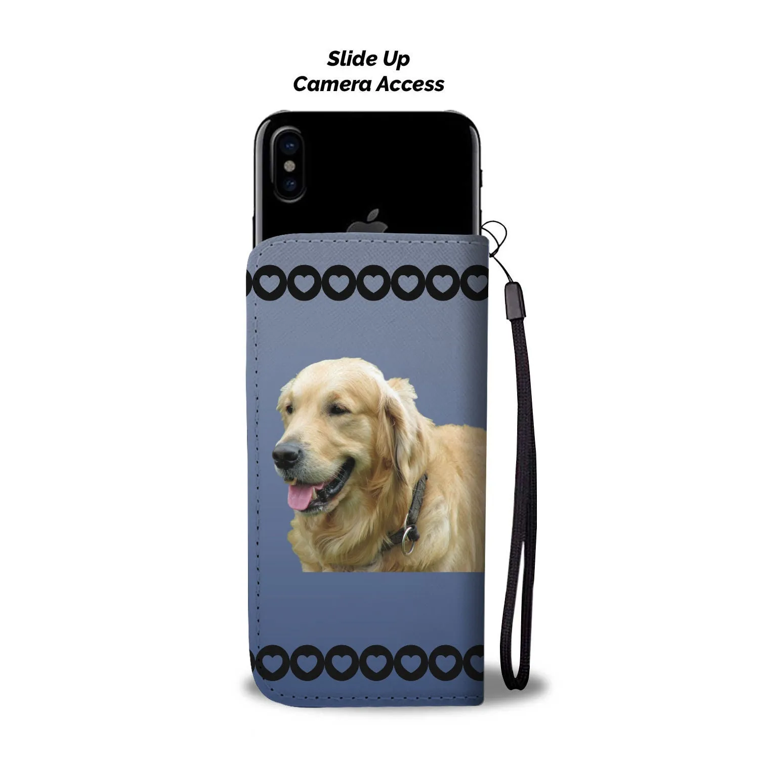 Golden Retriever Phone Case Wallet - Blue