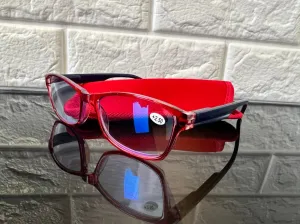 Great Quality Fashion Blue Light Blocking Readers with case - Red/Navy-  2.50