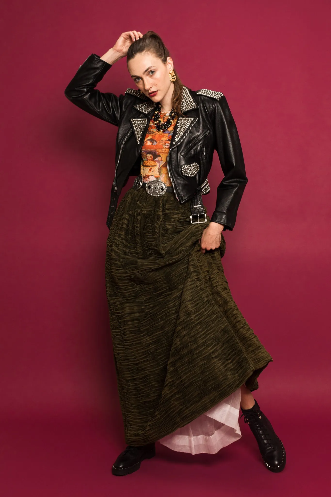 Hand Pleated Linen Skirt