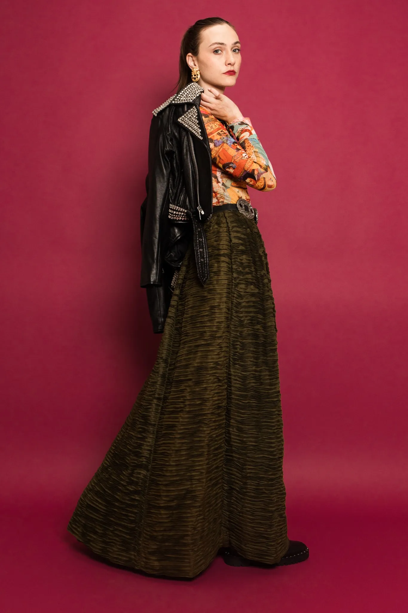 Hand Pleated Linen Skirt