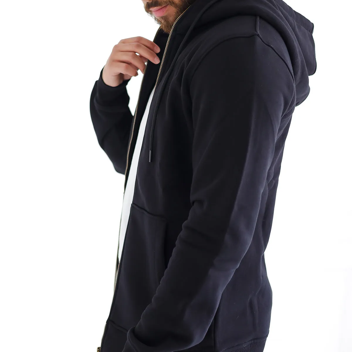 High Neck Melton Zipper⁩ . Black