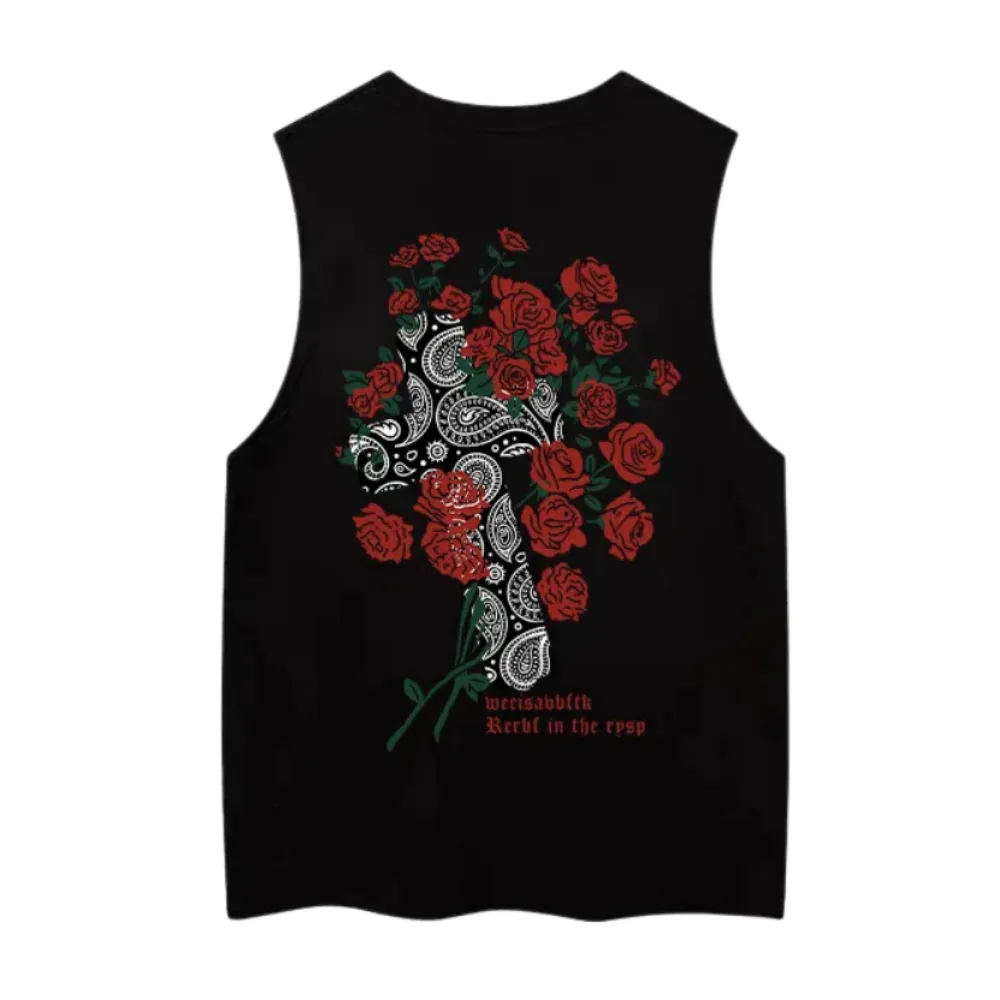 Hip Hop Rose Floral Graphic Vest