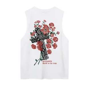 Hip Hop Rose Floral Graphic Vest