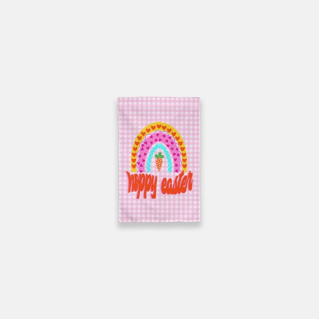 Hoppy Easter Rainbow Gingham Garden Flag - 12" x 18"