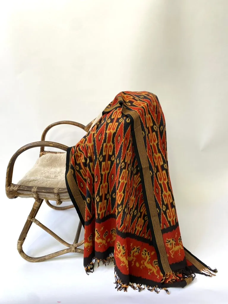 IKAT BLANKET - RUST/MARIGOLD