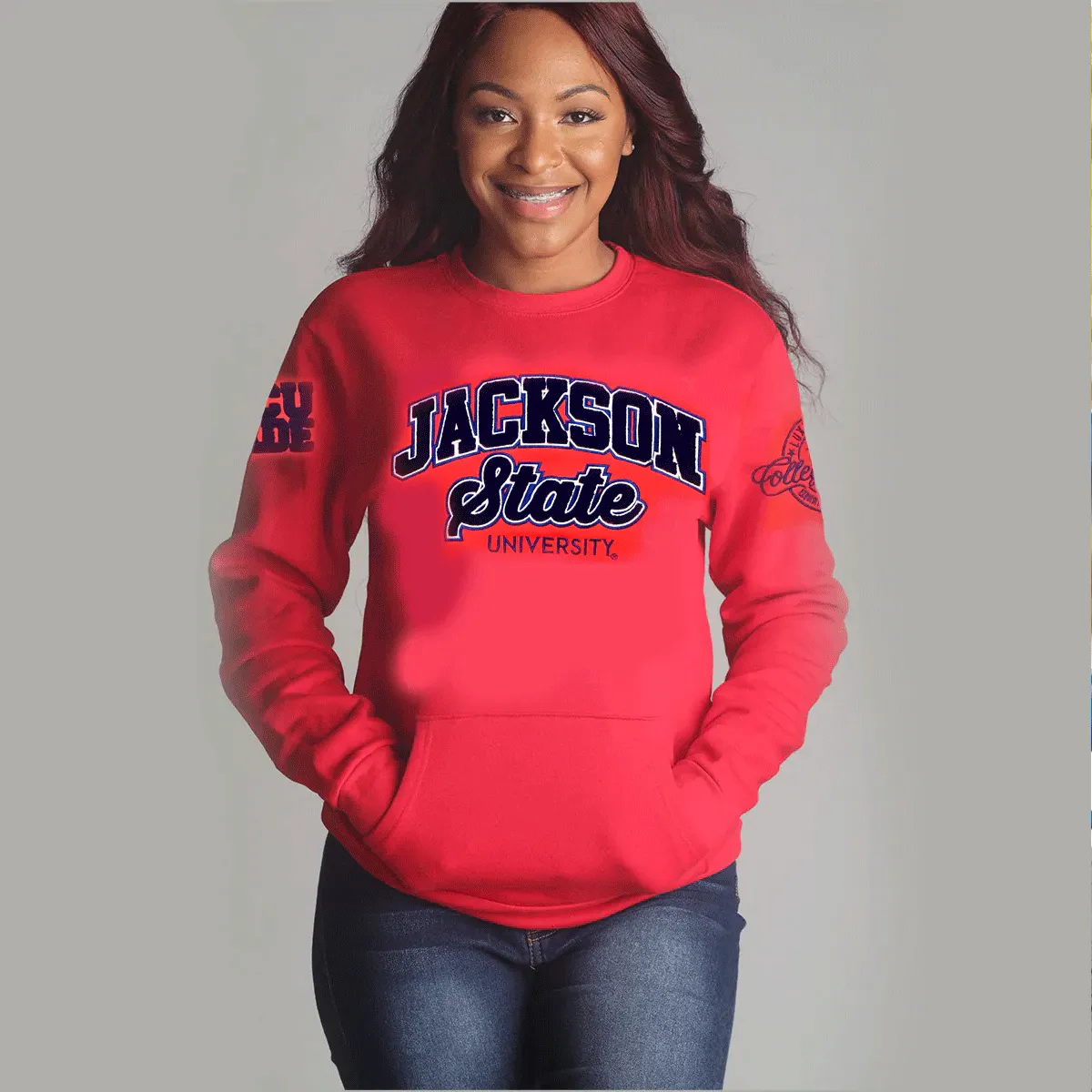 Jackson State | Univ. ARCH Chenille Red Unisex Sweatshirt