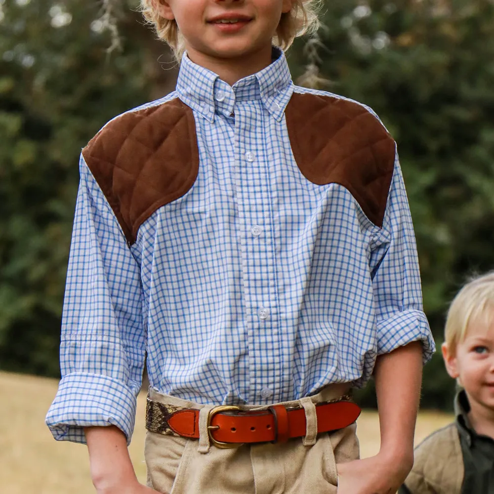 Kevin's Children's Blue Tattersall Performance Long Sleeve Shooting Shirt