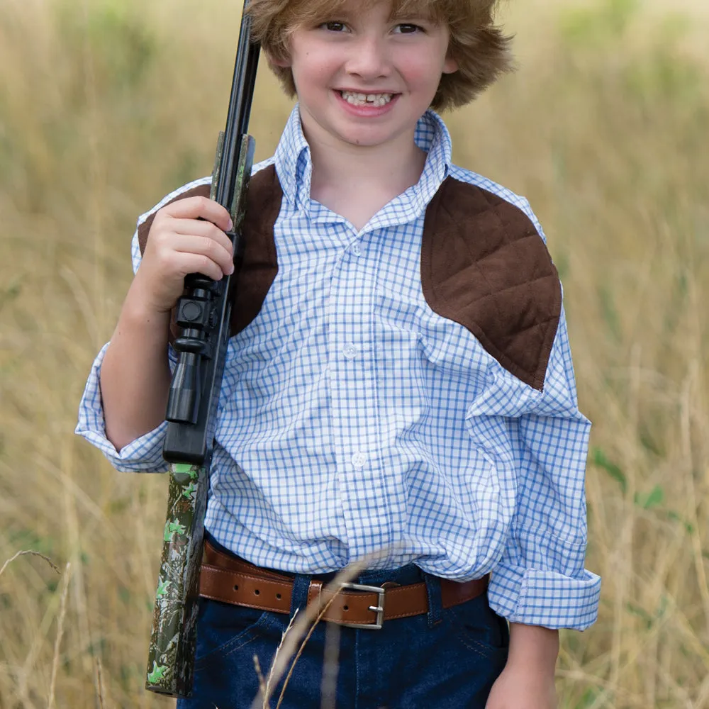 Kevin's Children's Blue Tattersall Performance Long Sleeve Shooting Shirt