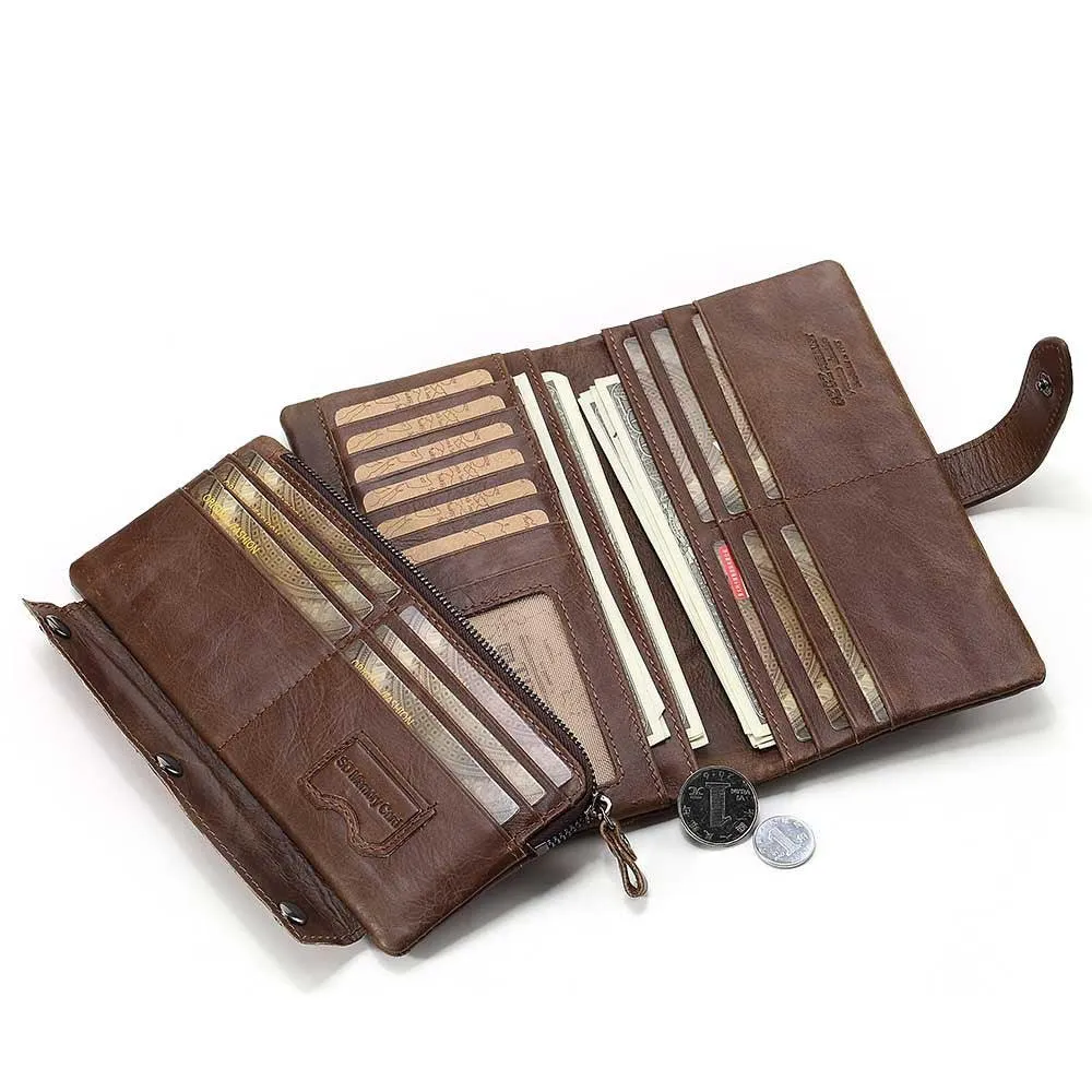 Leather Long Stitching Clutch Multifunctional Casual Wallet
