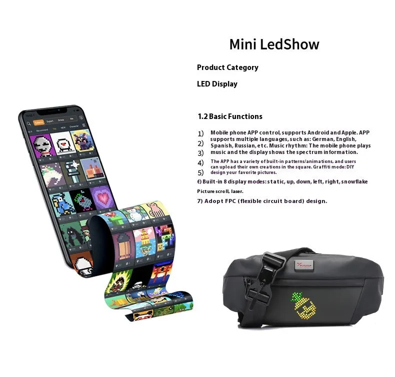 LED Smart Waist Bag Outdoor Sports Billboard Mobile Display