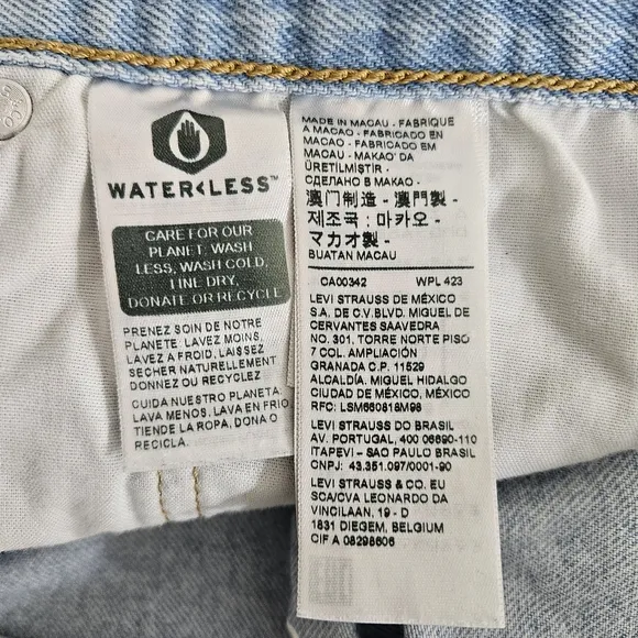 Levi's 501 High Rise Jean Shorts Womens Blue Denim Button Fly Distressed Size 33