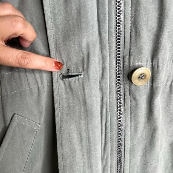 London Fog Olive Green Jacket with Hood Large Regular