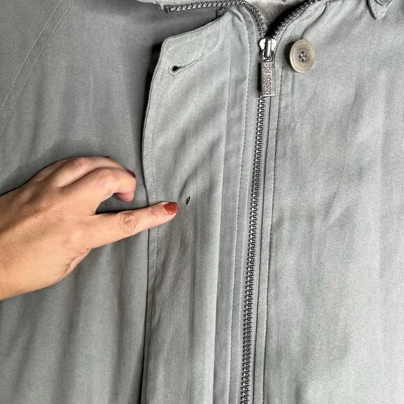 London Fog Olive Green Jacket with Hood Large Regular