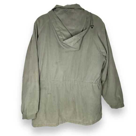 London Fog Olive Green Jacket with Hood Large Regular