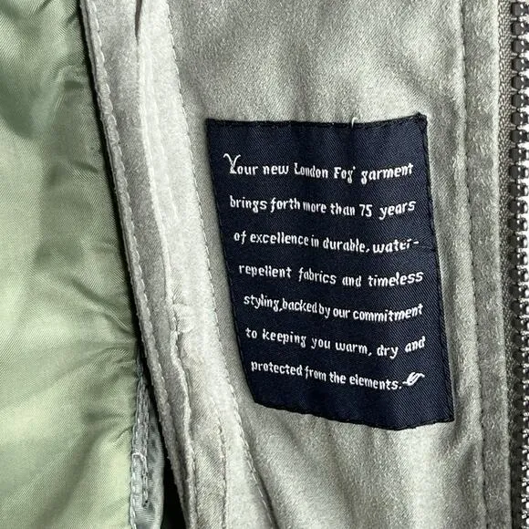London Fog Olive Green Jacket with Hood Large Regular