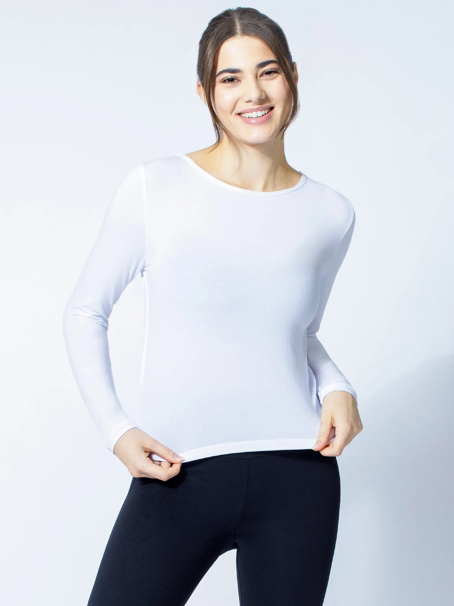 LONG SLEEVE TWIST TEE, WHITE