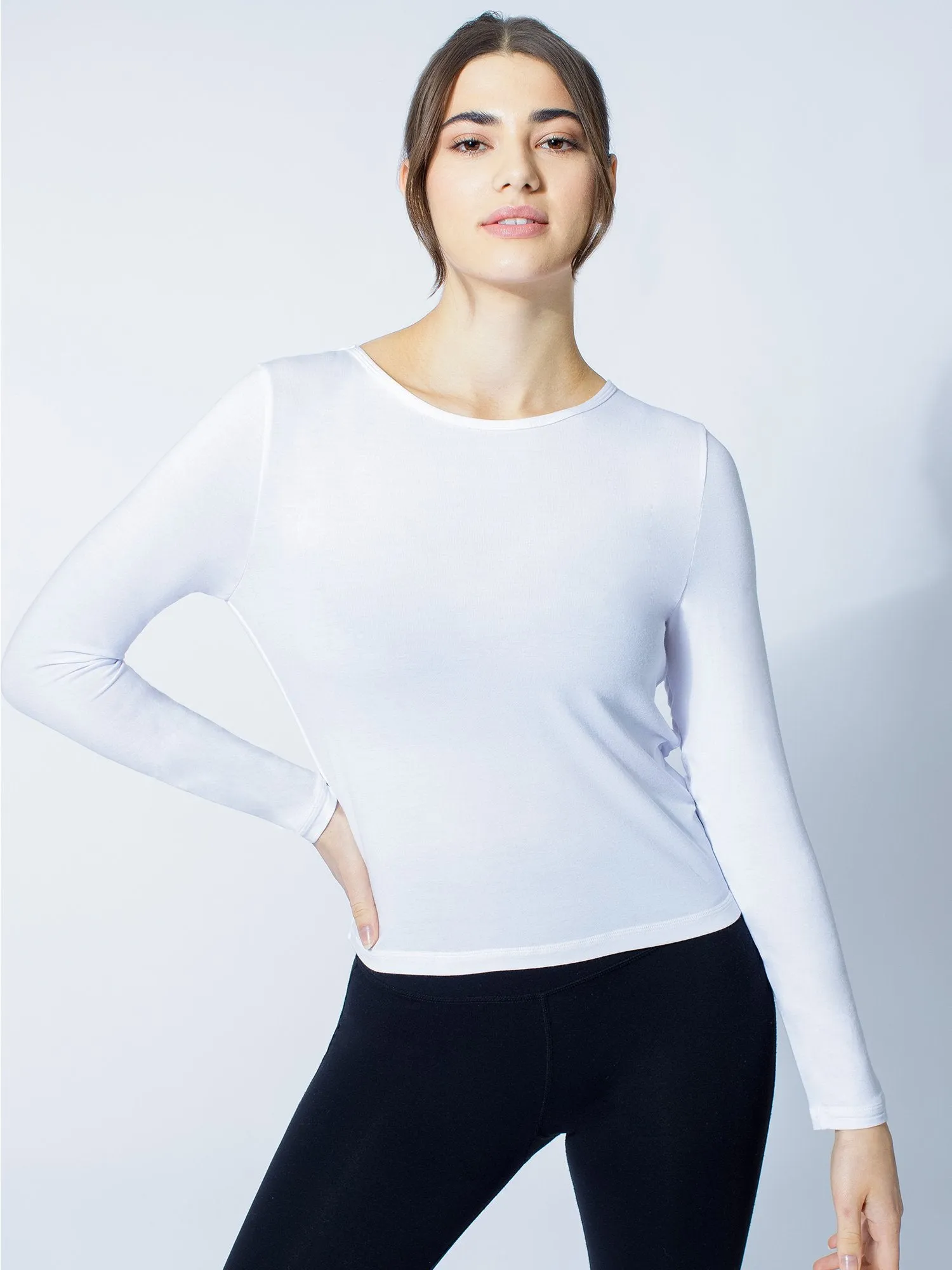 LONG SLEEVE TWIST TEE, WHITE